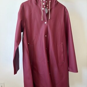 Stutterheim Maroon Hooded Trench Coat